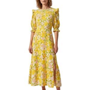 Faithfull the Brand NWT Jean Marie Midi Dress Jolene Floral Yellow Size XS/US 2
